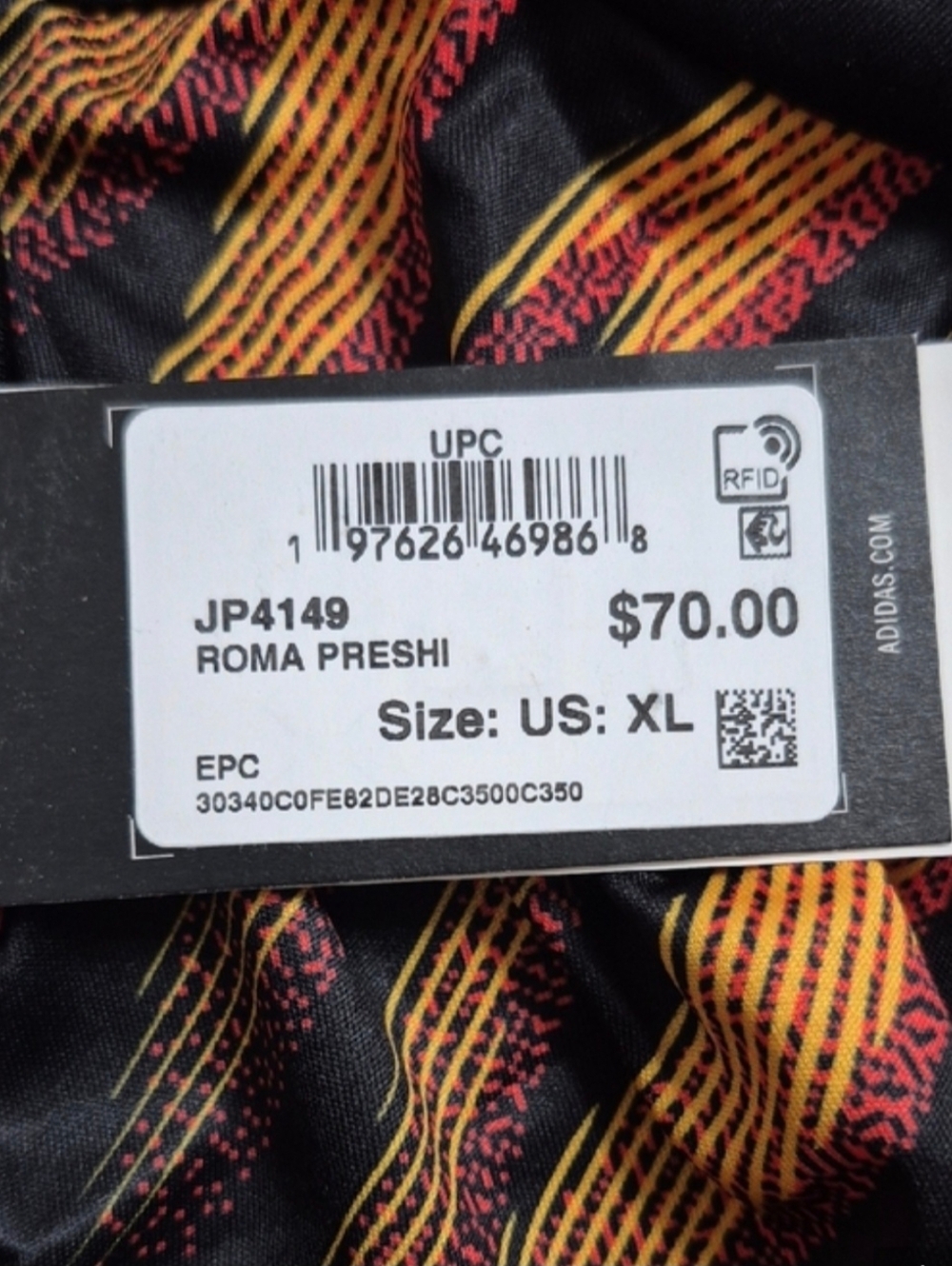 adidas Black Shirt with Red & Yellow Wave Print - Picture 7 of 7